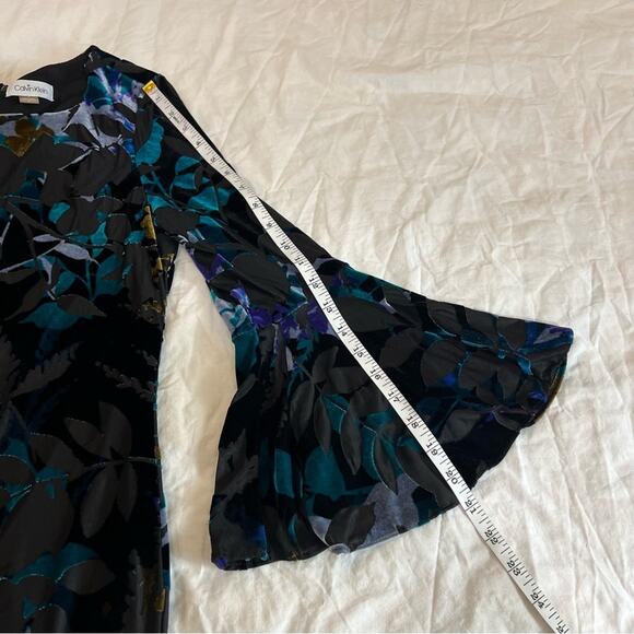 Calvin Klein Velvet Burnout Bodycon Bell Sleeve Dress size 6 - Picture 10 of 12